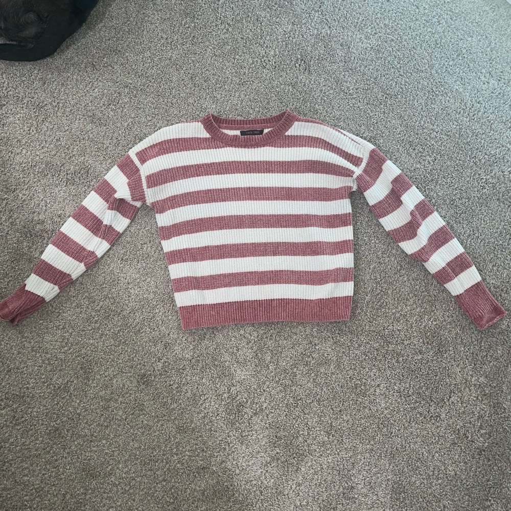 Love Tree Pink and White Striped Sweater